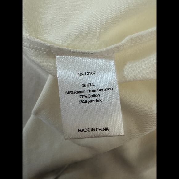 Laurie Felt White Tunic Top 2X Bamboo Cotton V-Neck Braided Trim Stretch NWT - Picture 13 of 14